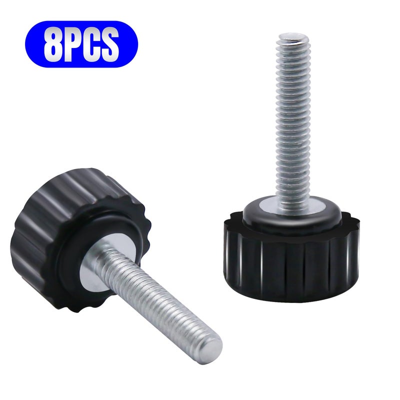 QIMAOO 8pcs Metric Male Thread Knurled, M4 x 20mm Black Thumb Screw Clamping Knobs Plastic Grip Threaded Knurled - Image 3